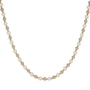 EternaGold 18-1/4" Adjusta Cultured Pearl& Bead Necklace 14K Gold